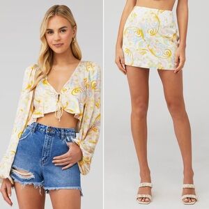 For Love and Lemons | Marcia Top (XS) and Alko High Waist Mini Skirt (S) Set